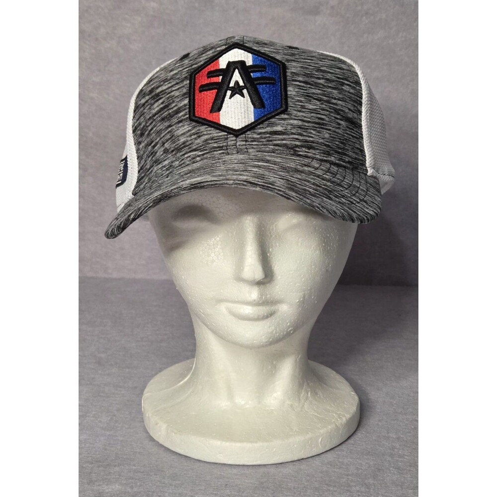 AMERICAN FIGHTER Gray White Mesh Trucker Snapback Hat Cap Adjustable NWT